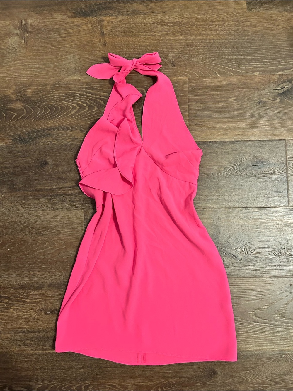 Amanda Uprichard Bright Pink Halter Mini Dress